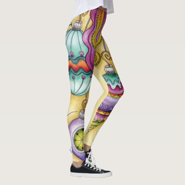 Schönes Glas farbenfrohe Weihnachtsschmuck Leggings (Rechts)