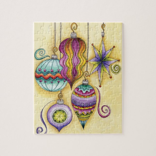 Schönes Glas farbenfrohe Weihnachtsschmuck Puzzle (Vertikal)