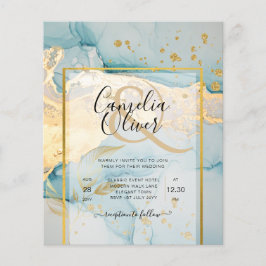 Schönes Glas Gold Hochzeit einladen Türkis Flyer