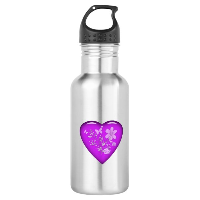 Schönes Glasbläserherz Edelstahlflasche (Vorderseite)