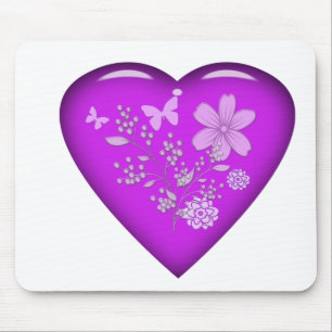 Schönes gläsernes Blumenherz Mousepad