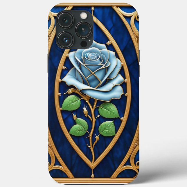Schönes Glasfenster mit blauer Rose Case-Mate iPhone Hülle (Rückseite)