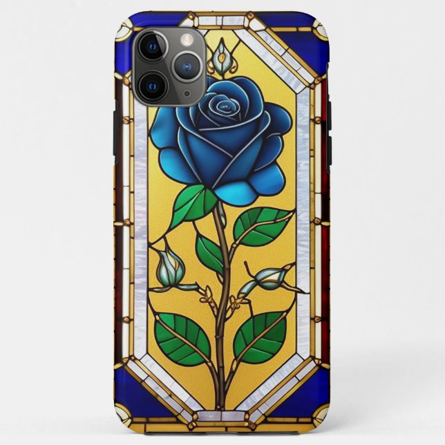 Schönes Glasfenster mit blauer Rose Case-Mate iPhone Hülle (Rückseite)
