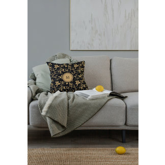 Schönes Gold Black Royal Damask Kissen
