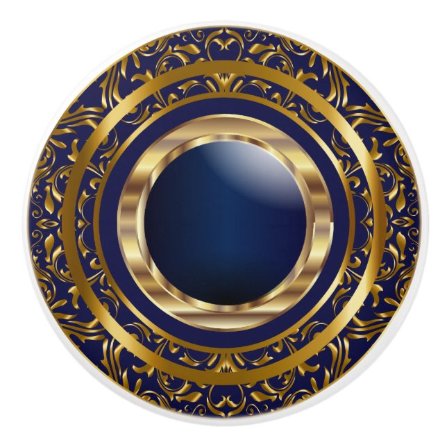 Schönes Gold Design für Navy Blue Keramikknauf (Vorderseite)