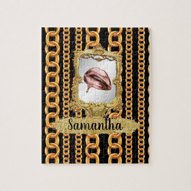 Schönes Gold Eleganter Chic Custom Puzzle (Vertikal)