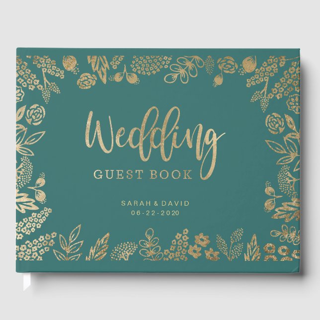 Schönes Gold Foil Wedding Gästebuch (Vorderseite)