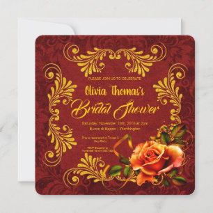 Schönes Gold Glitzer & Fall Rose Brautparty Einladung
