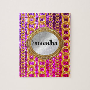 Schönes Gold Glitzer Monogram Chic Elegant Puzzle