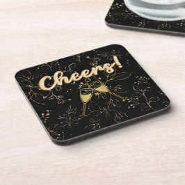 Schönes Gold und Black Cheers Drink Getränkeuntersetzer
