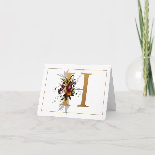 SCHÖNES GOLD- UND BLUMENMONOGRAMM H (Vorderseite)