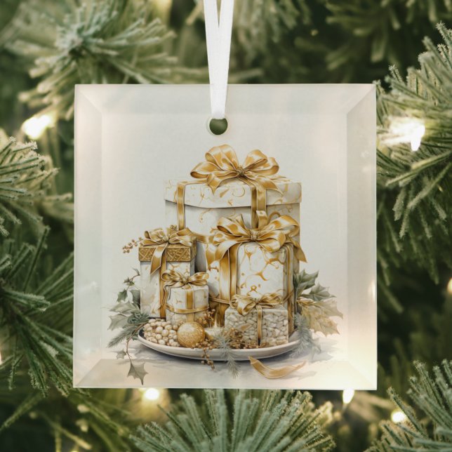 Schönes Gold und Weiß Weihnachten Geschmackssache Ornament Aus Glas (Insitu)
