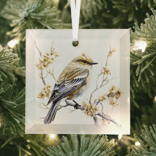 Schönes Gold und weißes Weihnachtsvogeldesign Ornament Aus Glas (Insitu)