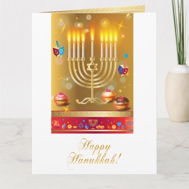 Schönes Goldchanukkas Menorah jüdischer Feiertag Dankeskarte (Vorderseite)