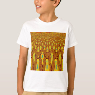 Schönes goldenbraunes afrikanisches Tribal-Print-V T-Shirt