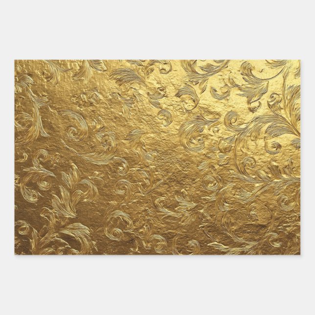 Schönes goldenes Muster Geschenkpapier Set (Vorderseite)