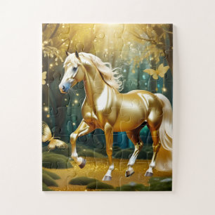 Schönes goldenes Pferd, Fantasiekunst Puzzle