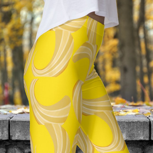 Schönes goldgelbes und goldenes Muster Leggings (Golden Curves over Golden Yellow Leggings)