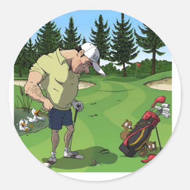 Schönes Golfbild Runder Aufkleber (Vorderseite)