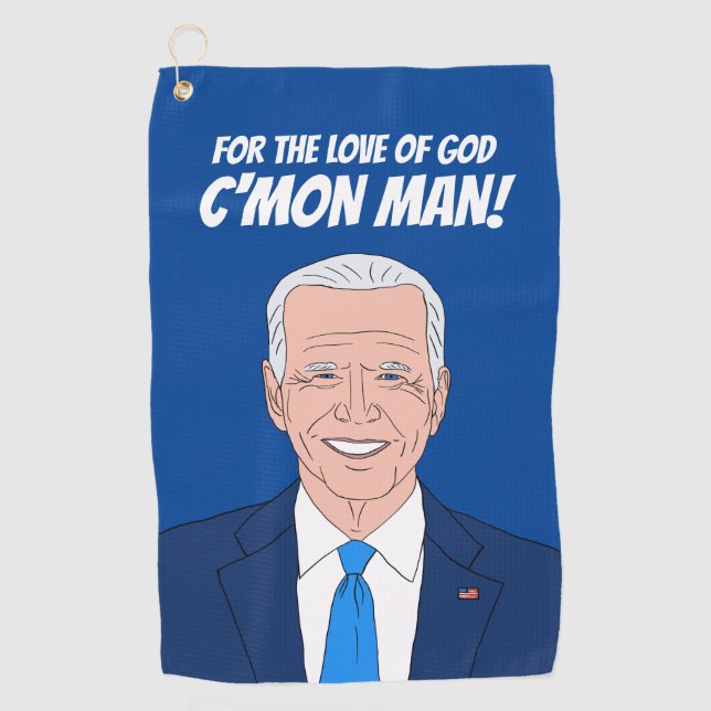 Schönes Golfhandtuchgeschenk mit Joe Biden Cartoon Golfhandtuch (Vorderseite)
