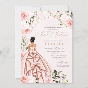Schönes Gown Hübsch in Rosa Blush Rose Sweet 16 Einladung