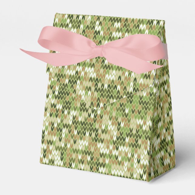 Schönes grandioses Strick in grüner Olivenfarbe Geschenkschachtel (Vorderseite)