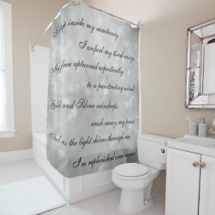 Schönes grau/silbernes Reinigungsmantra-Design Duschvorhang
