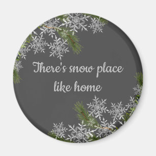 Schönes Grau Snowflake & Pine Winter Zuhause Magne Magnet
