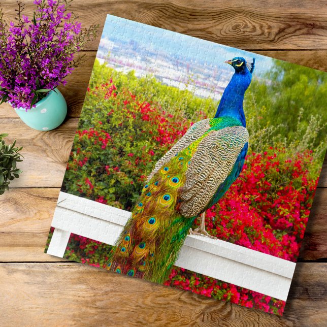 Schönes Green Blue Peacock Foto Stilvoll elegant Puzzle (Von Creator hochgeladen)