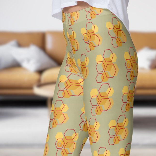 Schönes Green Sage Honeycomb Muster Leggings (Honeycomb on Sage)