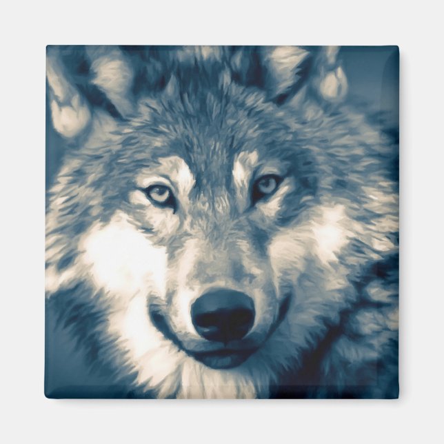 Schönes Grey Wolf Woodland Animal Magnet (Vorne)