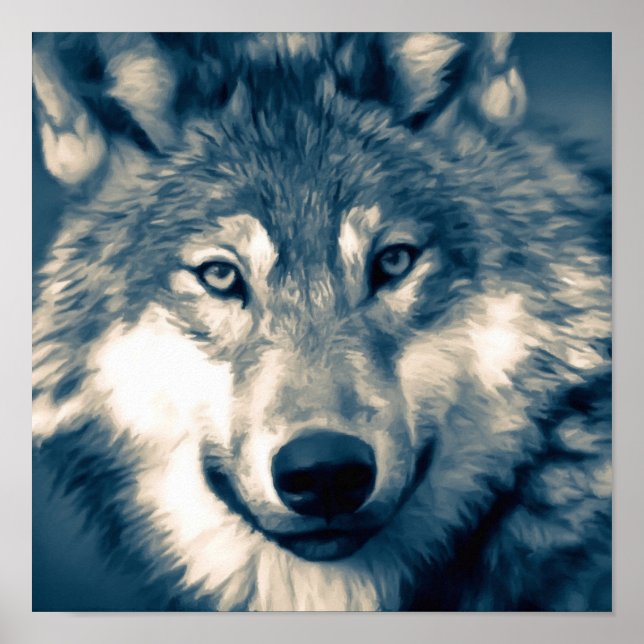 Schönes Grey Wolf Woodland Animal Poster (Vorne)