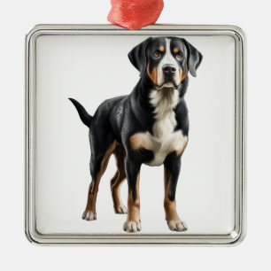 SCHÖNES GRÖSSERES SCHWEIZER BERGHUND ORNAMENT AUS METALL