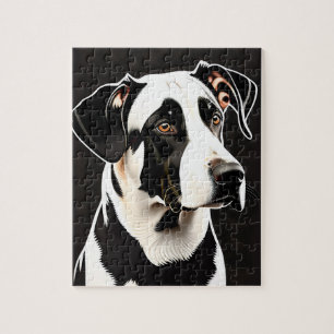 Schönes großes Schwarz-Weiß-Hundeportrait Puzzle