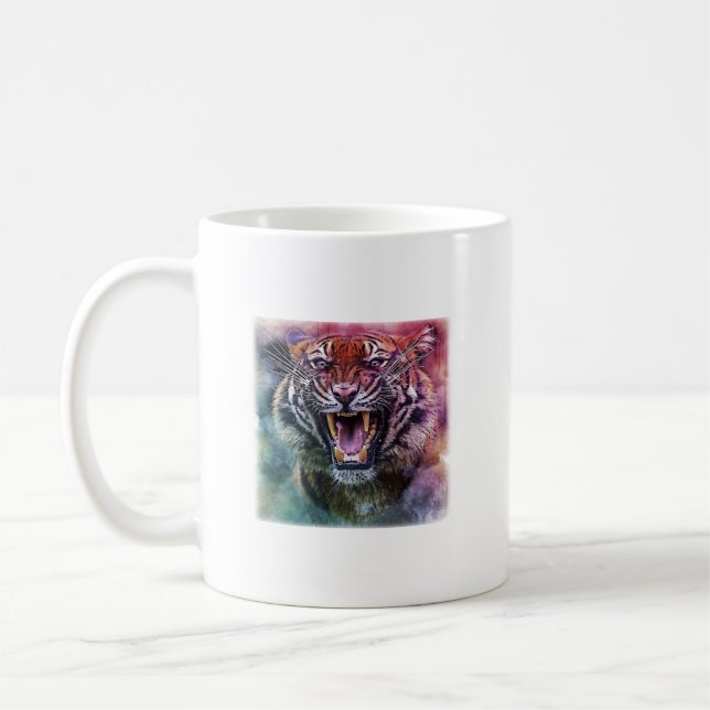 Schönes Growling Bengalisch Tiger Face Foto Kaffeetasse (Links)