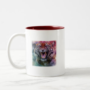 Schönes Growling Bengalisch Tiger Face Foto Zweifarbige Tasse