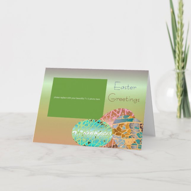 Schönes Grün Ostergrössen Foto Gruß Feiertagskarte (Vorderseite)