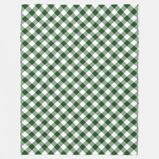 Schönes Grün und Weiße Diagonal Gingham Kariert Fleecedecke (Vorderseite)