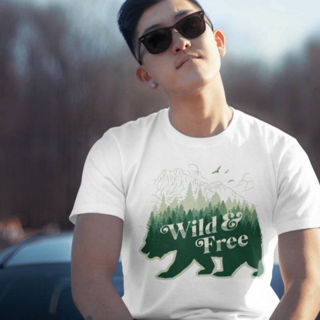 Schönes grünes Abenteuer Wild & Free T-Shirt (Von Creator hochgeladen)