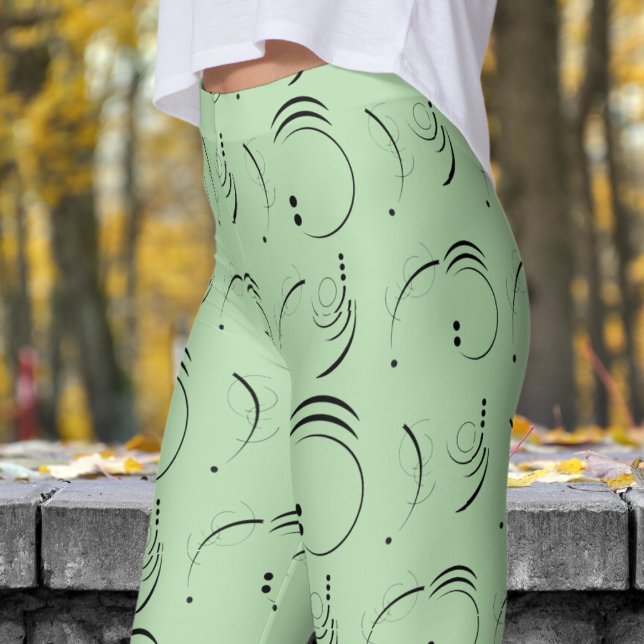 Schönes, grünes Abstraktes Dot-Muster Leggings (Abstract Dot on Pale Green)