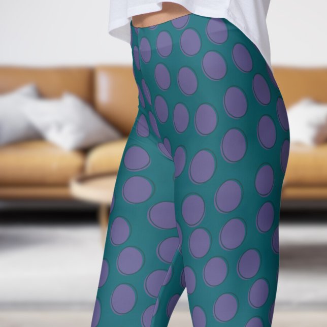 Schönes, grünes Aquamarines und rosa Polka Dot Pat Leggings (Gorgeous Green Teal and Pink Polka Dot Pattern Leggings)