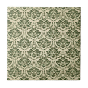 Schönes grünes Blumenmuster - Vintage Fliese