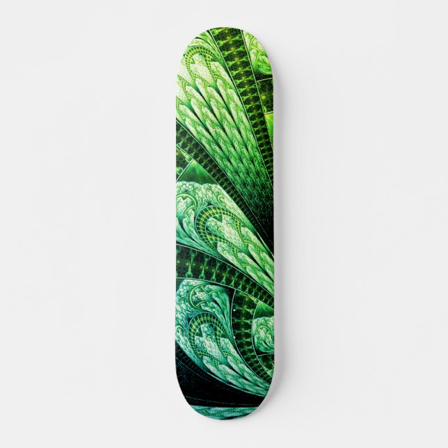 Schönes grünes Fraktal Design Digitale Kunst Skateboard (Vorne)