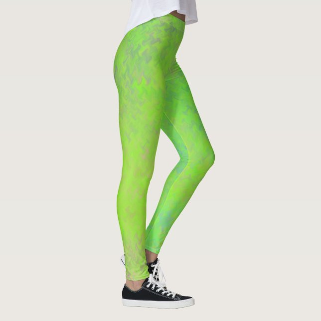 Schönes, grünes Marmorkunstmuster Leggings (Rechts)