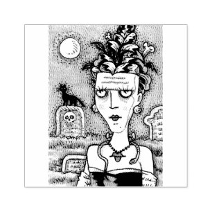 SCHÖNES GRUSELIGES FRANKENELLA-MONSTER, GRÄBER, KA GUMMISTEMPEL