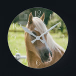 Schönes Haflinger-Pferdeportrait Runde Wanduhr<br><div class="desc">Schönes Haflinger-Pferdeportrait</div>