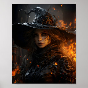 Schönes Halloween-Female, Phantastisches Portrait Poster