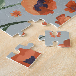 Schönes handgemaltes Orange Poppy Blume Muster Puzzle