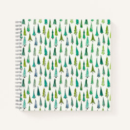 Schönes handgemaltes Weihnachtsbaummuster | Notizbuch