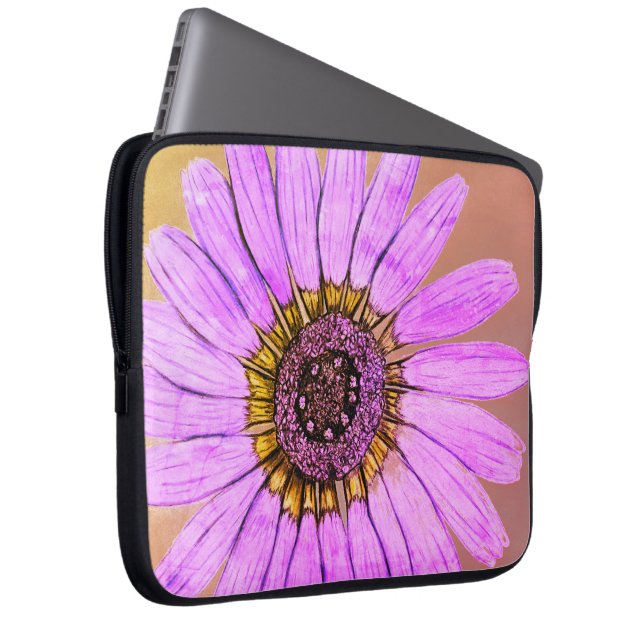 Schönes, handgezeichnetes Design der Blume Laptopschutzhülle (Vorne Rechts)
